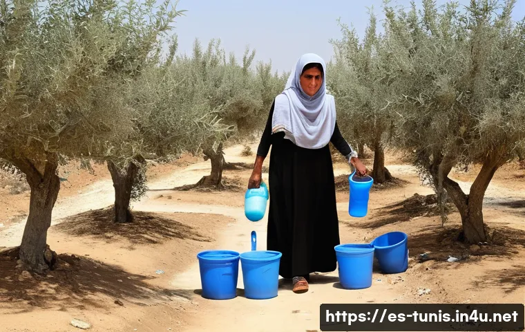 튀니지의 전력 및 수도 시스템 - **Image Prompt: Tunisian Rural Resilience Amidst Drought**
A poignant scene depicting a Tunisian...